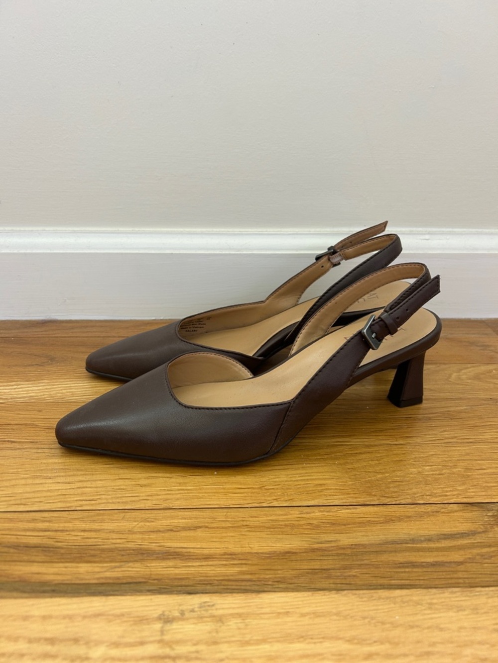 Women's Brown Slingback Pointed-Toe Heels